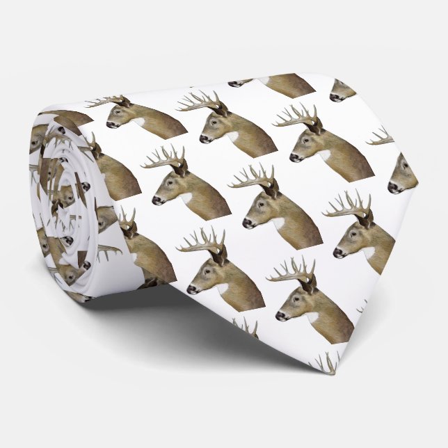 White Tail Deer Neck Tie (Rolled)