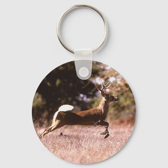 White-Tail Deer Running Keychain (Front)