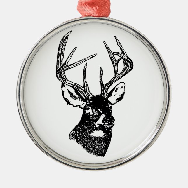 White Tail Deer Trophy Buck Metal Ornament (Front)