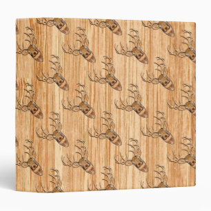 White Tail Deer Wood Grain Style Graphic Binder