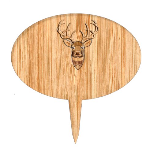 White Tail Deer Wood Grain Style Graphic Cake Topper