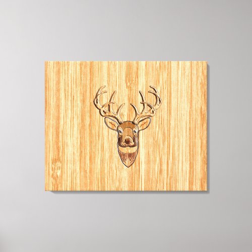 White Tail Deer Wood Grain Style Graphic Canvas Print