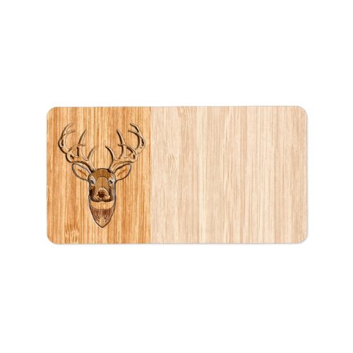 White Tail Deer Wood Grain Style Graphic Label