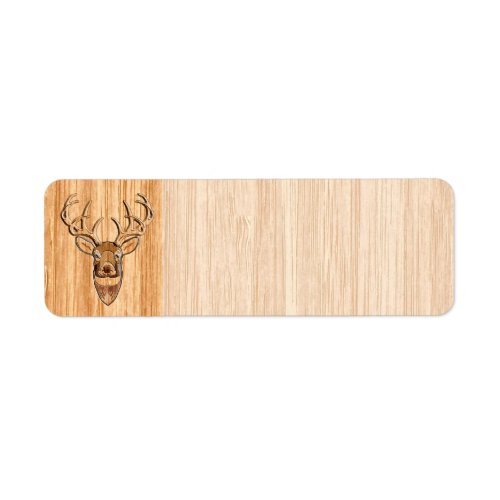 White Tail Deer Wood Grain Style Graphic Label