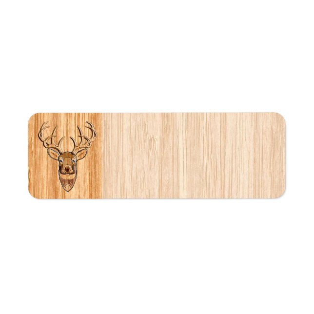 White Tail Deer Wood Grain Style Graphic Label (Front)