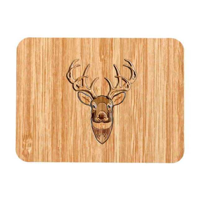 White Tail Deer Wood Grain Style Graphic Magnet (Horizontal)