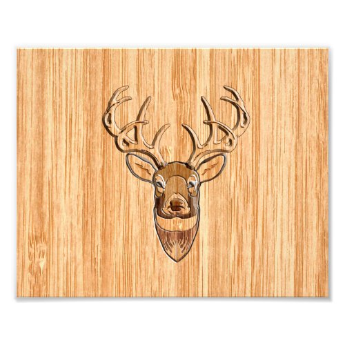 White Tail Deer Wood Grain Style Graphic Photo Print