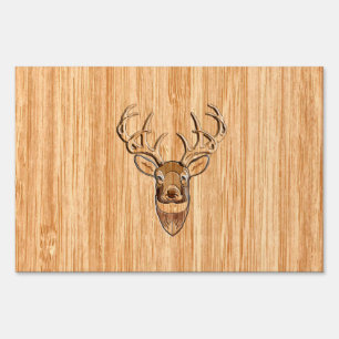 White Tail Deer Wood Grain Style Graphic Yard Sign