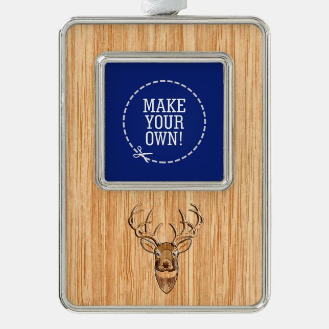 White Tail Head Wood Grain Style Christmas Ornament (Front)