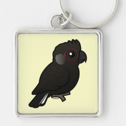 Birdorable White-tailed Black Cockatoo Premium Square Keychain