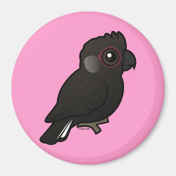 Birdorable White-tailed Black Cockatoo Round Magnet