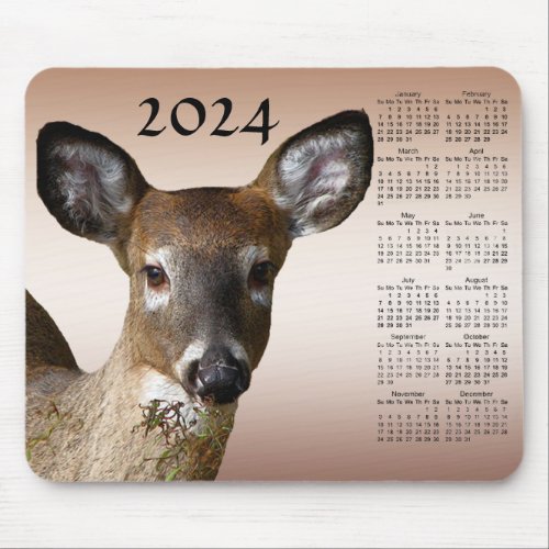 White Tailed Deer 2024 Animal Nature Calendar  Mouse Pad