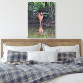 White Tailed Deer at Forest Pond Canvas Print (Insitu(Bedroom))