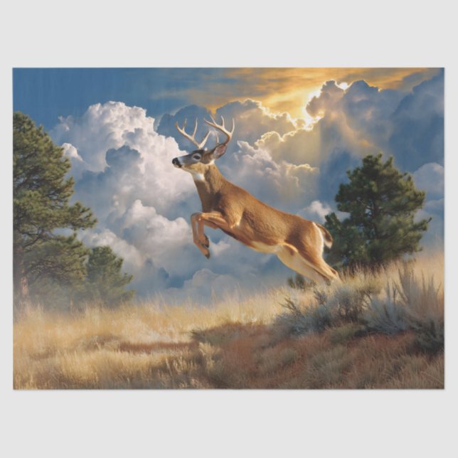 White Tailed Deer Buck Decoupage Tissue Paper (Front)