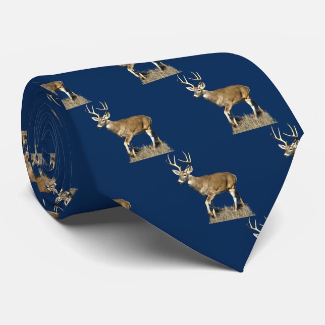 White Tailed Deer Buck Neck Tie (Rolled)