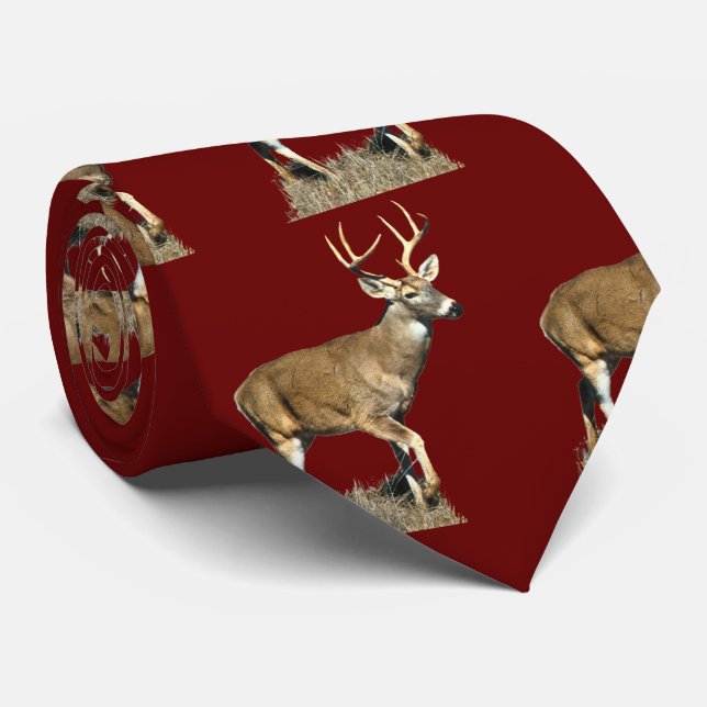 White Tailed Deer Buck Neck Tie (Rolled)
