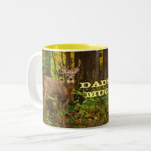 White Tailed Deer Buck with Horns Photo for Dad Two_Tone Coffee Mug