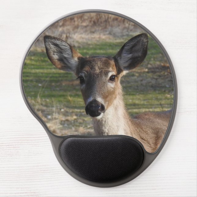White tailed deer close up gel mouse pad (Front)