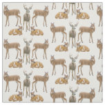 White Tailed Deer Family Fabric
