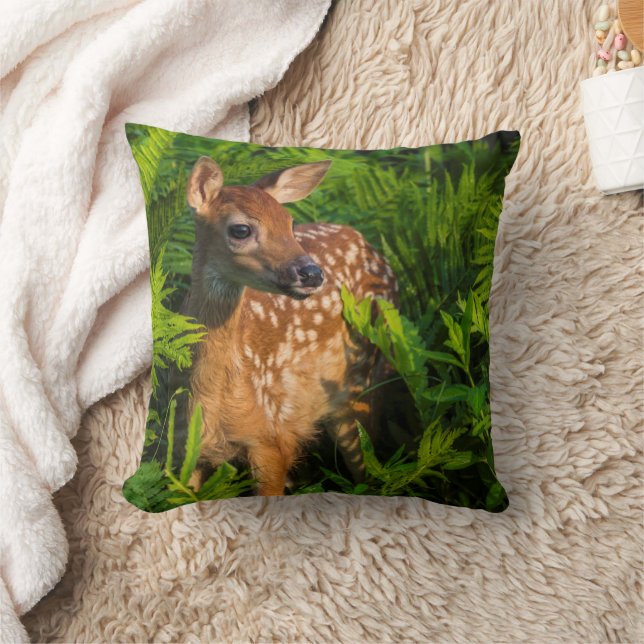 White-tailed Deer Fawn | Minnesota Throw Pillow (Blanket)