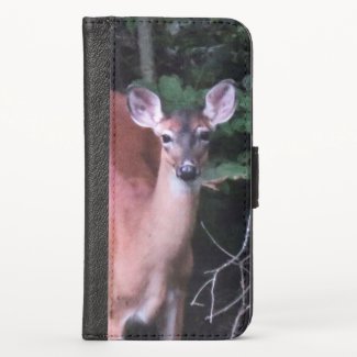White Tailed Deer in Forest iPhone X Wallet Case