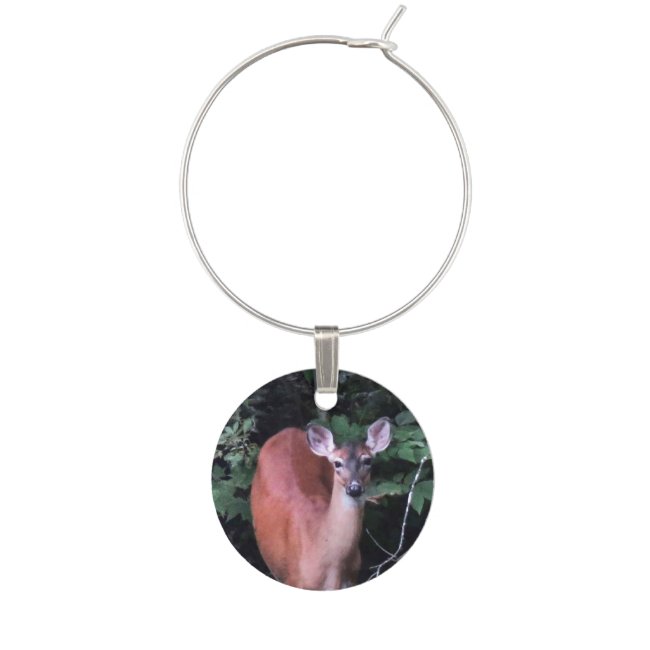 White Tailed Deer in Forest Wine Charm