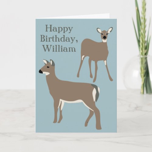 White Tailed Deer Personalized Custom Birthday Card