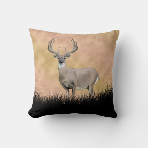 White Tailed Deer Rustic Throw Pillow