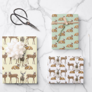 White Tailed Deer Wildlife Art Wrapping Paper Sheets