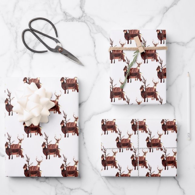 WHITE TAILED DEER Wrapping Paper Flat (Front)