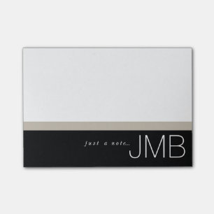 White Tan and Black Stripe Just a note Monogram