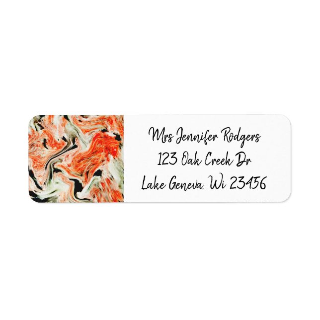 White Tan and Orange Fancy Marble Gems Label (Front)