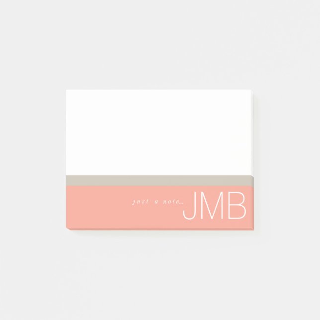 White Tan and Pink Stripe Just a note Monogram (Front)