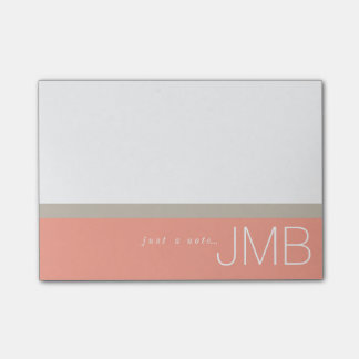 White Tan and Pink Stripe Just a note Monogram