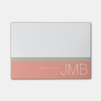 White Tan And Pink Stripe Just A Note Monogram by OakStreetPress at Zazzle
