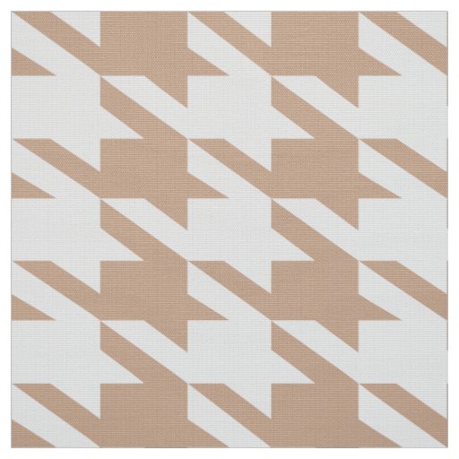 White & Tan Houndstooth Seamless Pattern Fabric