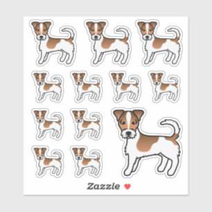 White & Tan Rough Coat Jack Russell Terrier Dogs Sticker