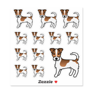 White &amp; Tan Rough Coat Jack Russell Terrier Dogs Sticker