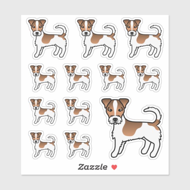 White & Tan Rough Coat Jack Russell Terrier Dogs Sticker (Sheet)