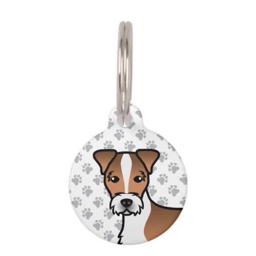 White  Tan Rough Coat Jack Russell Terrier Head Pet ID Tag