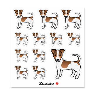 White &amp; Tan Smooth Coat Jack Russell Terrier Dogs Sticker