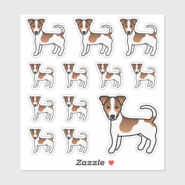 White & Tan Smooth Coat Jack Russell Terrier Dogs Sticker (Sheet)
