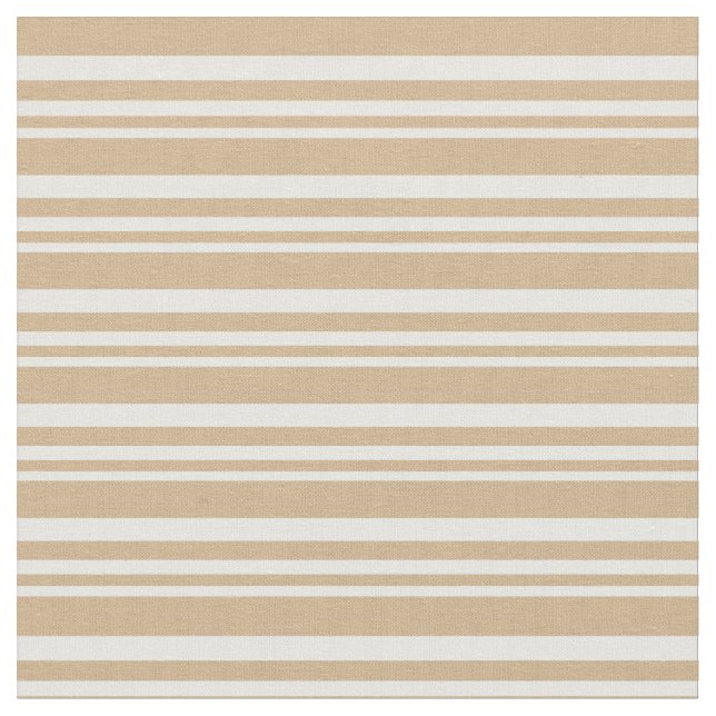 White & Tan Stripes Fabric (Close Up)
