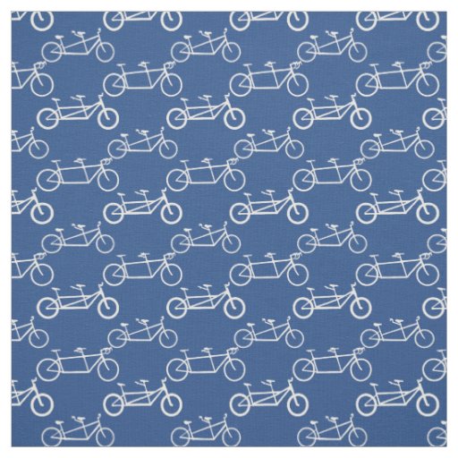 White Tandem bike on blue Fabric