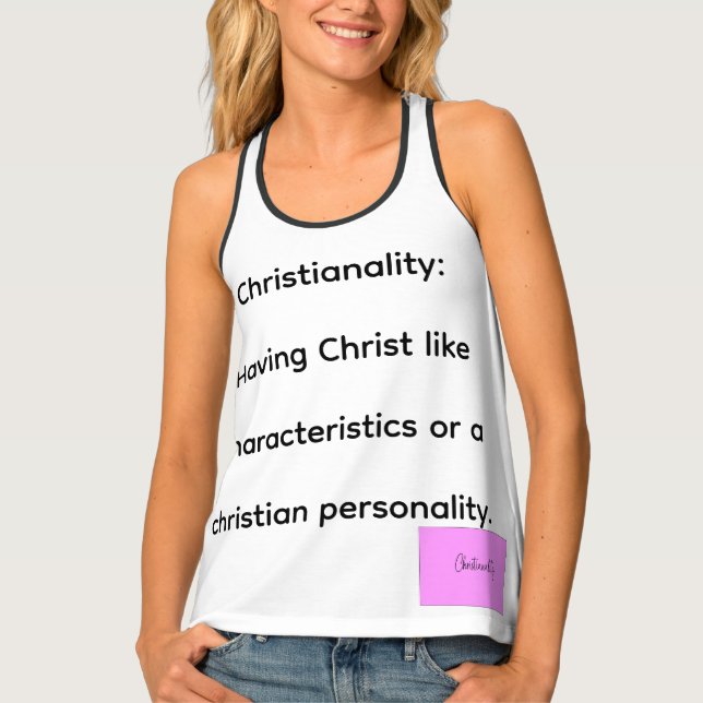 white tank top with christianality logo (Front)