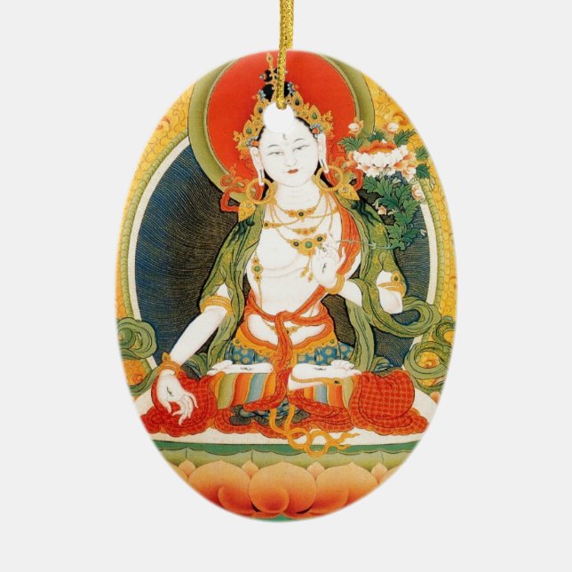 WHITE TARA BUDDHIST DEITY CERAMIC ORNAMENT (Front)