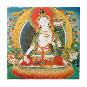 WHITE TARA BUDDHIST DEITY CERAMIC TILE