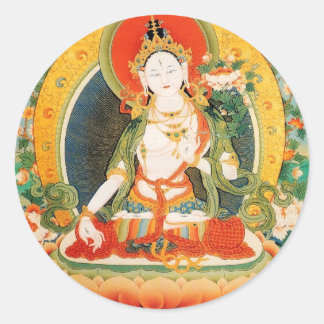 WHITE TARA BUDDHIST DEITY CLASSIC ROUND STICKER