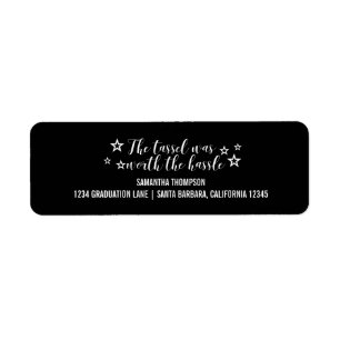 White Tassel Worth Hassle Graduation Label