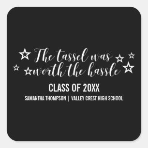 White Tassel Worth Hassle Graduation Stickers